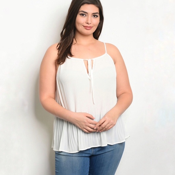 MANER Women's Plus Size Cami Top - Pleated Chiffon Tank With Beaded Straps, Tie Dye Gray